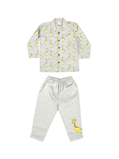 

CASA DE NEE NEE Kids Grey & Yellow Printed Night suit