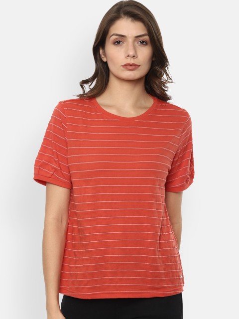 

Van Heusen Woman Orange Striped Regular Top