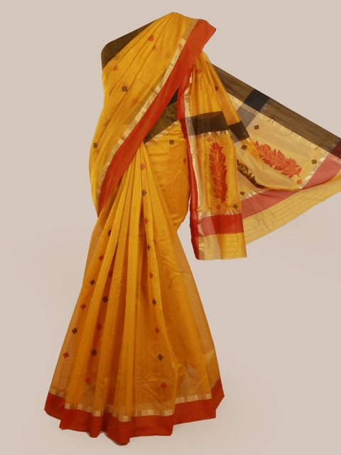

Pothys Mustard Pure Silk Cotton Woven Design Kanjeevaram Saree