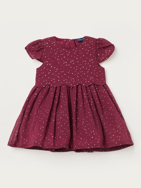

Juniors by Lifestyle Girls Burgundy Printed Fit and Flare Dress