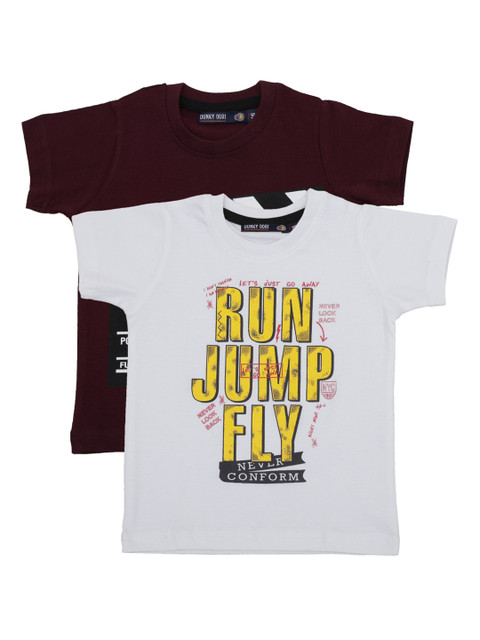 

Pothys Boys Pack of 2 Maroon Printed Round Neck T-shirt