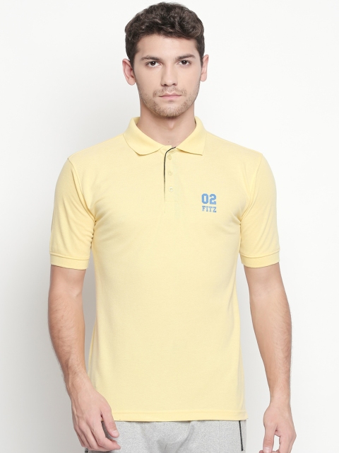 

FiTZ Men Yellow Solid Polo Collar T-shirt