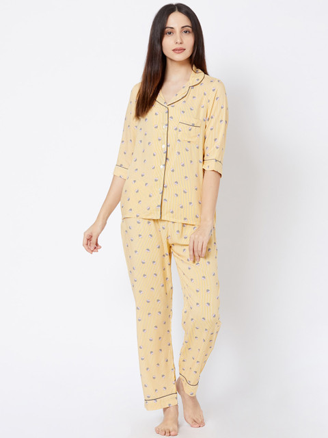 

Sweet Dreams Women Yellow Printed Night suit