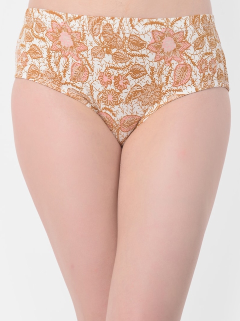 

Clovia Women White & Beige Floral Printed Hipster Briefs PN3227Q183XL