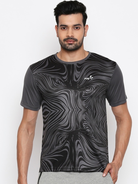 

FiTZ Men Brown Printed Round Neck T-shirt
