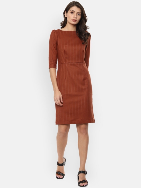 

Van Heusen Woman Brown Striped Sheath Dress