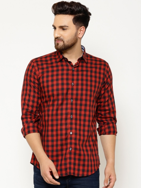 

EPPE Men Red & Black Slim Fit Checked Cotton Casual Shirt