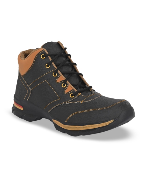 

BUCIK Men Black Lace up Casual Flat Boots
