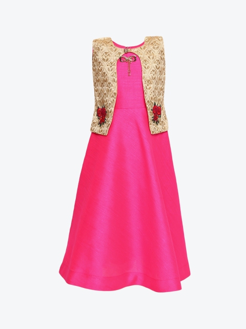 

Aarika Girls Pink Solid Fit and Flare Dress