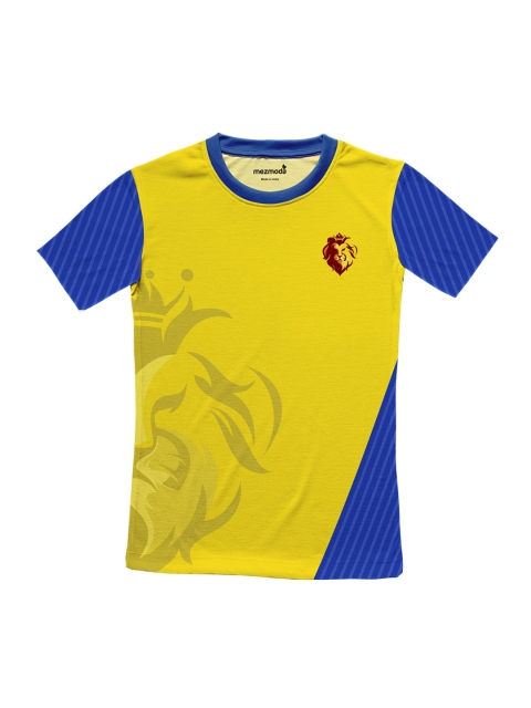 

mezmoda Boys Yellow & Blue Printed Round Neck T-shirt
