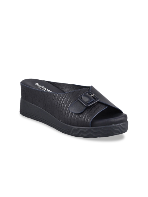 

Stelatoes Women Navy Blue Textured Flatform Heels