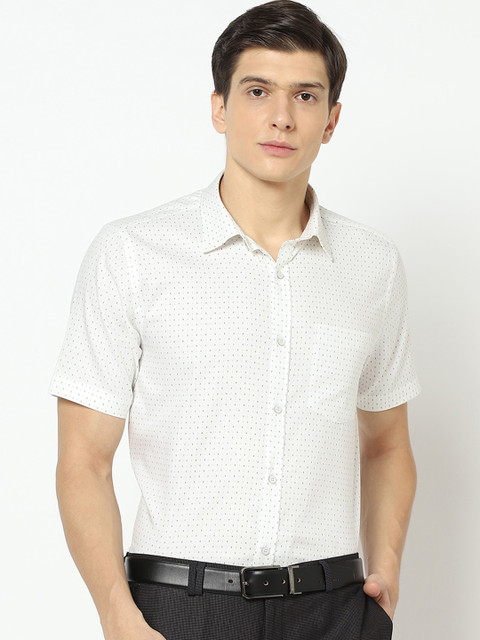 

Blackberrys Men White Slim Fit Printed Casual Shirt