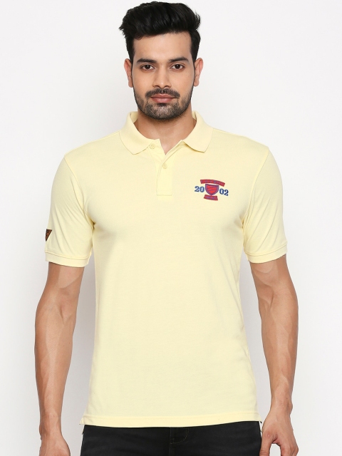 

FiTZ Men Yellow Solid Polo Collar T-shirt
