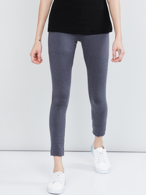

max Women Blue Solid Ankle-Length Leggings