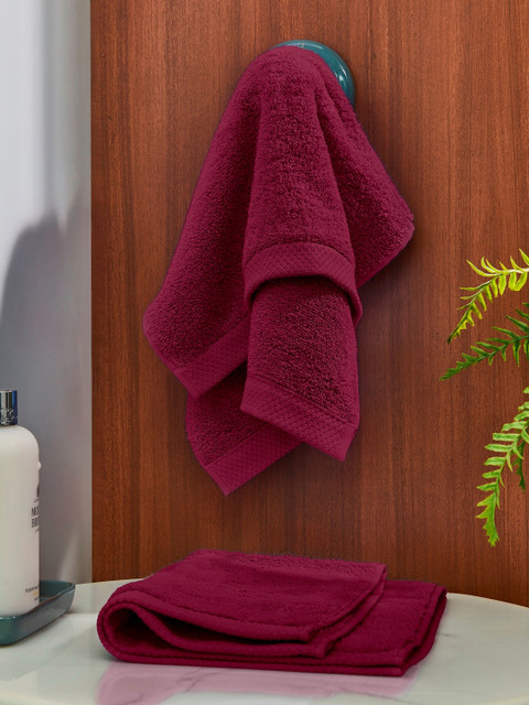 

DDecor Unisex Set Of 2 Maroon Solid 550 GSM Hand Towels