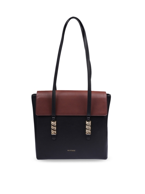 

HEATWAVE Black & Maroon Colourblocked Shoulder Bag