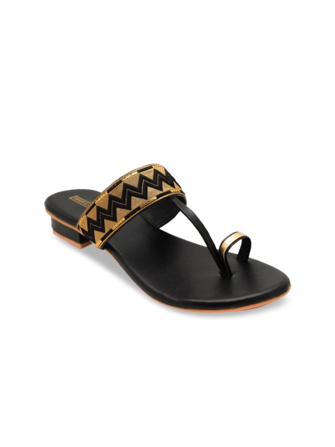 

TRENDS & TRADES Women Black Embellished One Toe Flats
