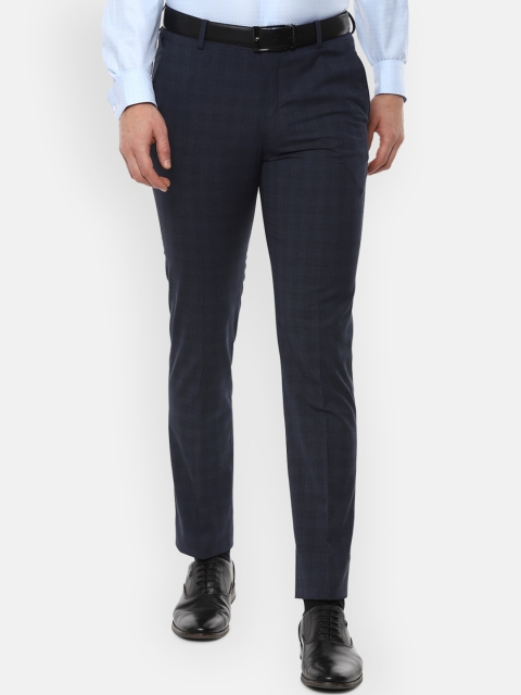 

Louis Philippe Men Navy Blue Slim Fit Solid Formal Trousers