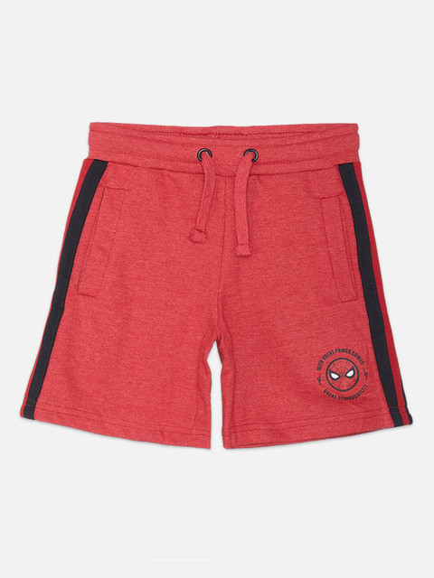 

Kids Ville Boys Red & Black Spiderman Printed Regular Shorts