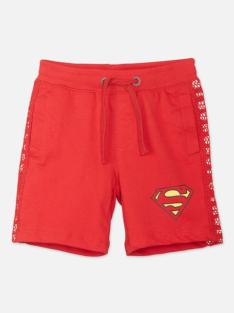 

Kids Ville Boys Red Superman Printed Cotton Regular Shorts