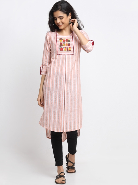 

VAABA Women Peach-Coloured Printed Kurta