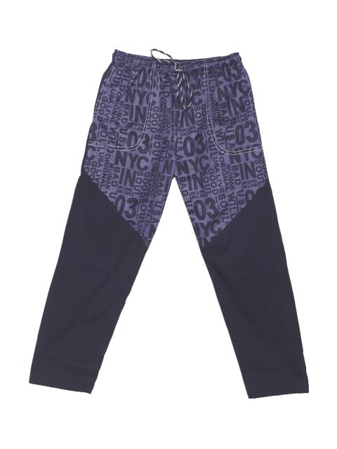 

SWEET ANGEL Boys Black & Purple Printed Straight-Fit Track Pants
