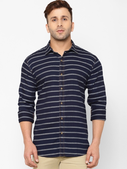 

EPPE Men Navy Blue & Grey Slim Fit Striped Casual Shirt