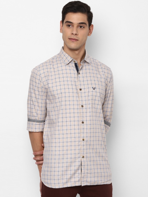 

Allen Solly Men Cream-Coloured Slim Fit Checked Casual Shirt