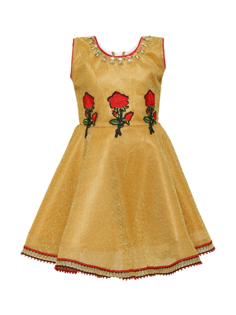 

Aarika Girls Yellow Embellished Fit and Flare Dress
