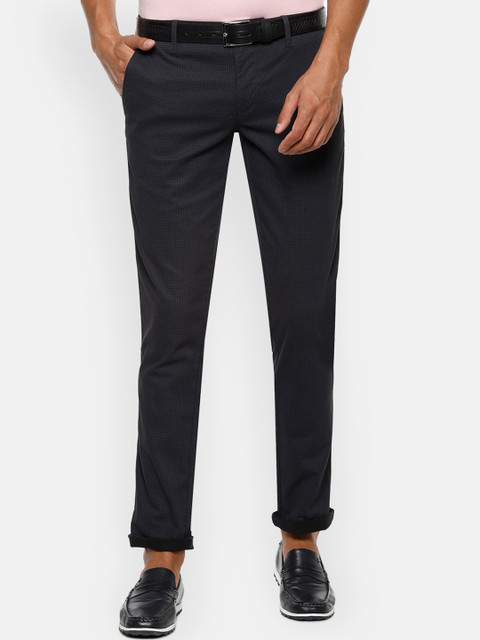 

Louis Philippe Sport Men Charcoal Grey Slim Fit Checked Regular Trousers