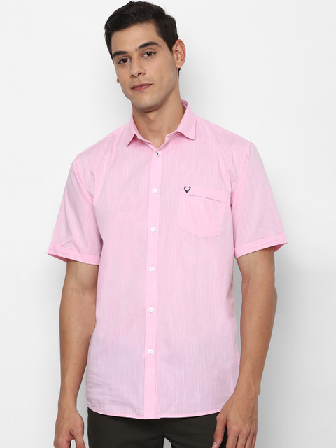 

Allen Solly Men Pink Slim Fit Solid Cotton Casual Shirt