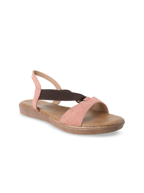 

SOLES Women Pink & Brown Colourblocked Open Toe Flats