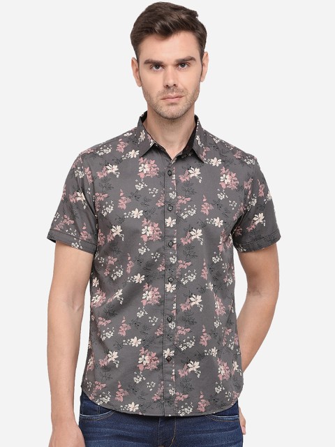 

Greenfibre Men Grey Slim Fit Printed Casual Shirt