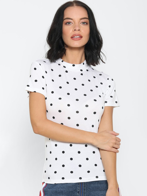 

FOREVER 21 White & Black Printed Fitted Top