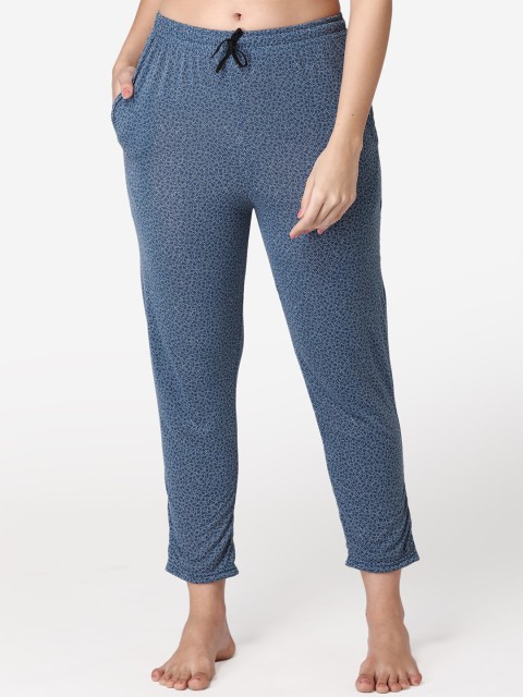 

ABELINO Women Blue Pure Cotton Printed Lounge Pants