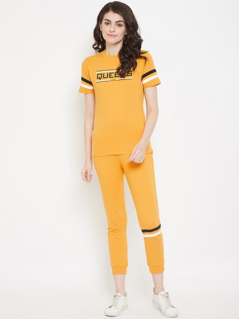 

Austin wood Women Yellow Cotton Solid Tracksuit