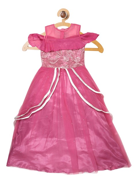 

Butterfly Blush Girls Pink Self Design Fit and Flare Dress