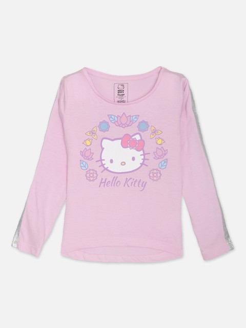 

Kids Ville Girls Purple Hello Kitty Printed Round Neck Cotton T-shirt