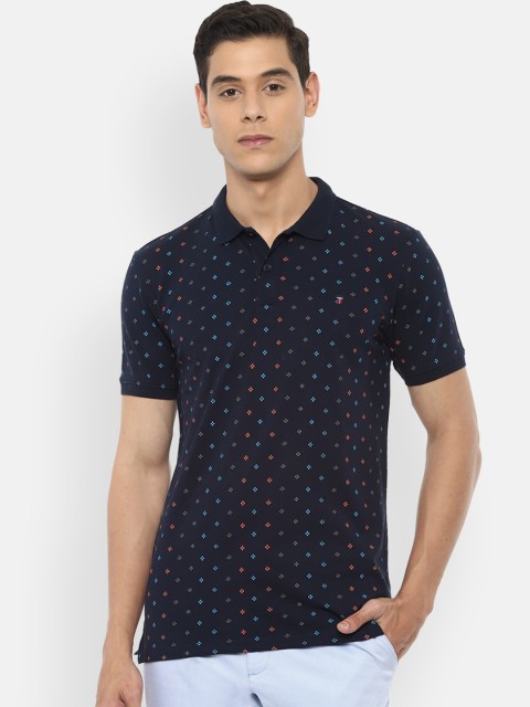 

Louis Philippe Sport Men Navy Blue Printed Polo Collar Pure Cotton T-shirt
