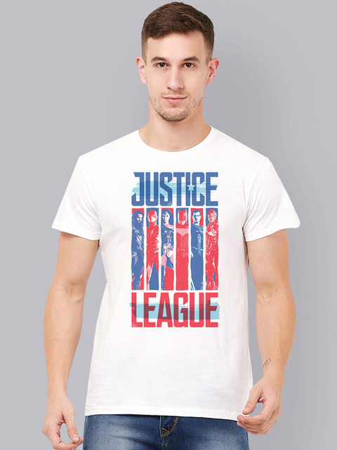 

Free Authority Men White Justice League Printed Round Neck Pure Cotton T-shirt