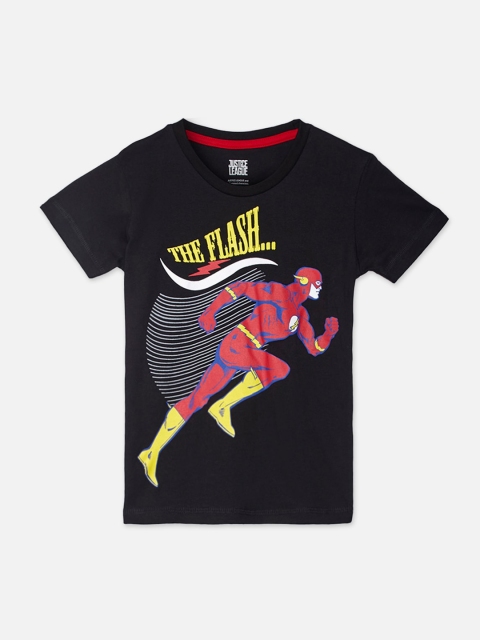 

Kids Ville Boys Black & Red Flash Printed Round Neck Cotton T-shirt