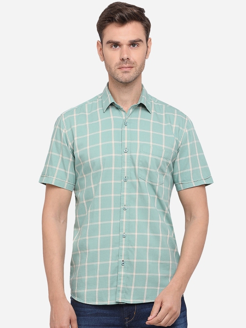 

Greenfibre Men Green Slim Fit Checked Casual Shirt