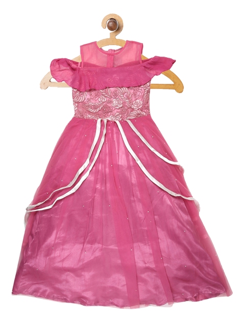 

Butterfly Blush Girls Pink Solid Fit and Flare Dress