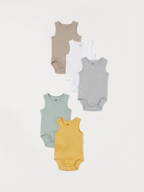 

H&M Kids Multicoloured 5-Pack Sleeveless Bodysuits, Multi