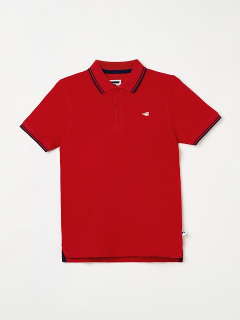 

Fame Forever by Lifestyle Boys Red Solid Cotton Polo Collar T-shirt