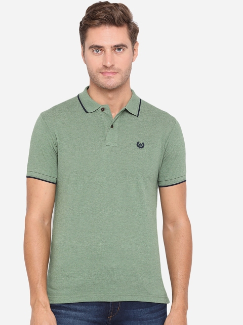 

Greenfibre Men Green Slim Fit Solid Polo Collar T-shirt