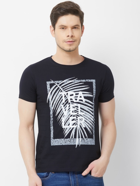 

FiTZ Men Navy Blue Printed Round Neck T-shirt