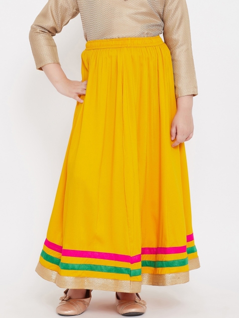 

Baani Creations Girls Mustard Yellow Solid Flared Maxi Skirt