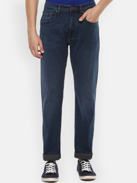 Louis Philippe Jeans Men Navy Blue Regular Fit Mid-Rise Clean Look Jeans