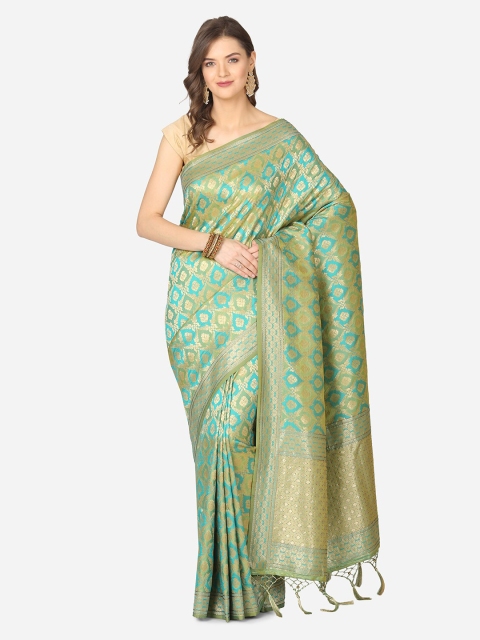 

BOMBAY SELECTIONS Green Woven Design Banarasi Saree